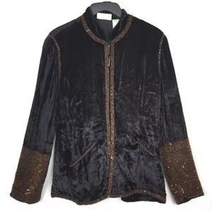 Soft Surroundings velvet beaded blazer